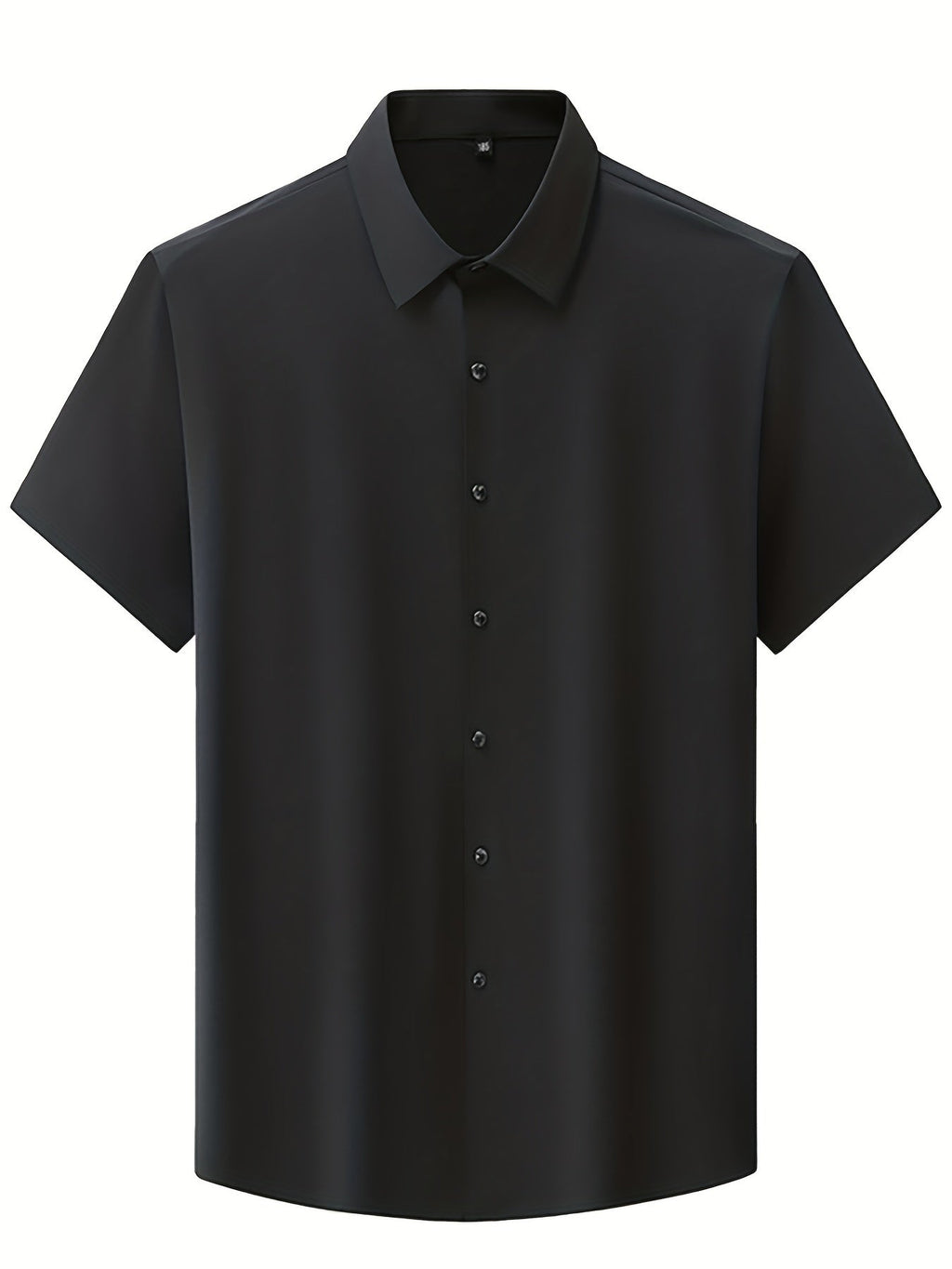 Men's Short Sleeve Lapel Collar T-Shirts In Solid Color,_7_image