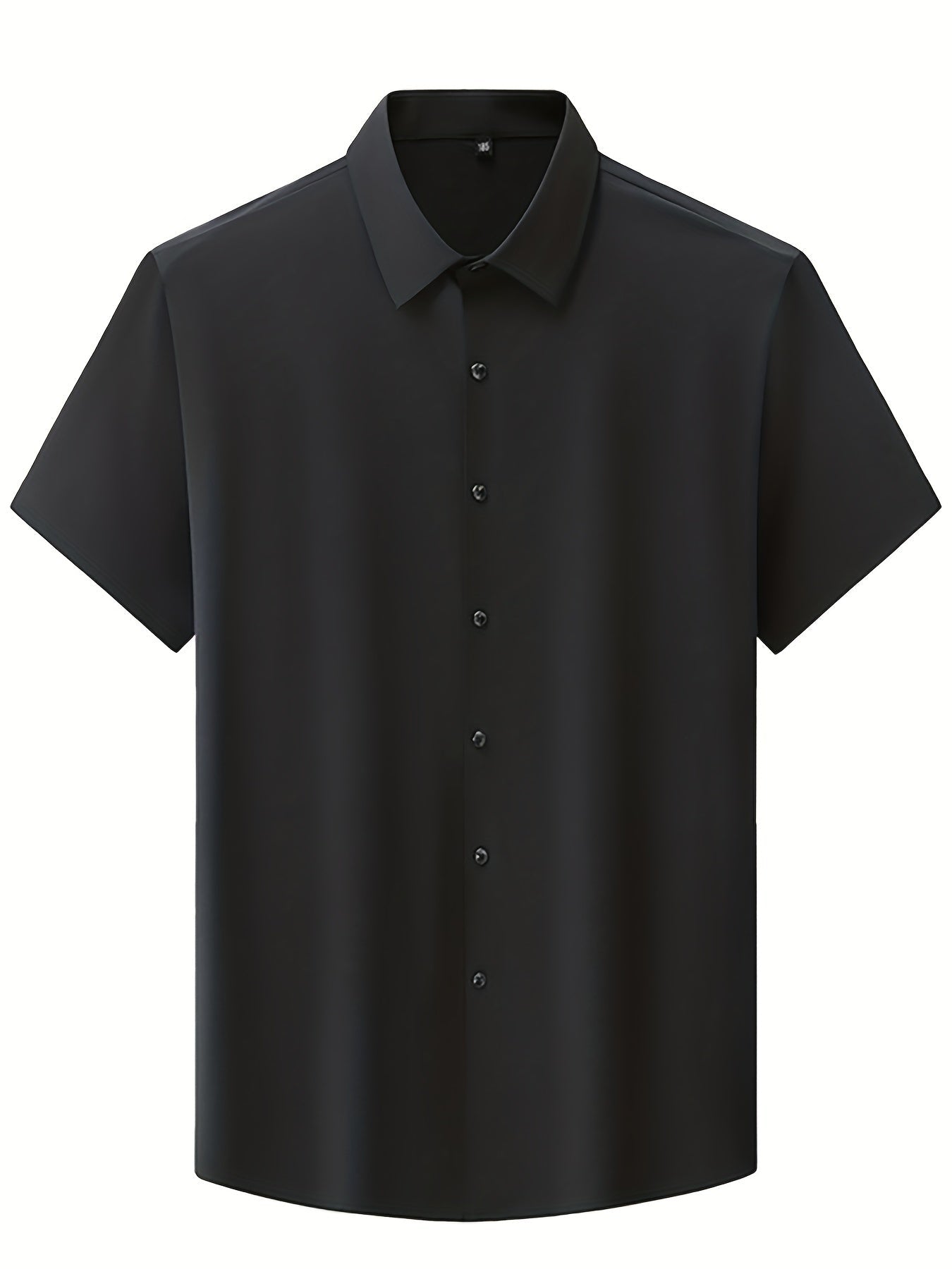 Men's Short Sleeve Lapel Collar T-Shirts In Solid Color,_7_image