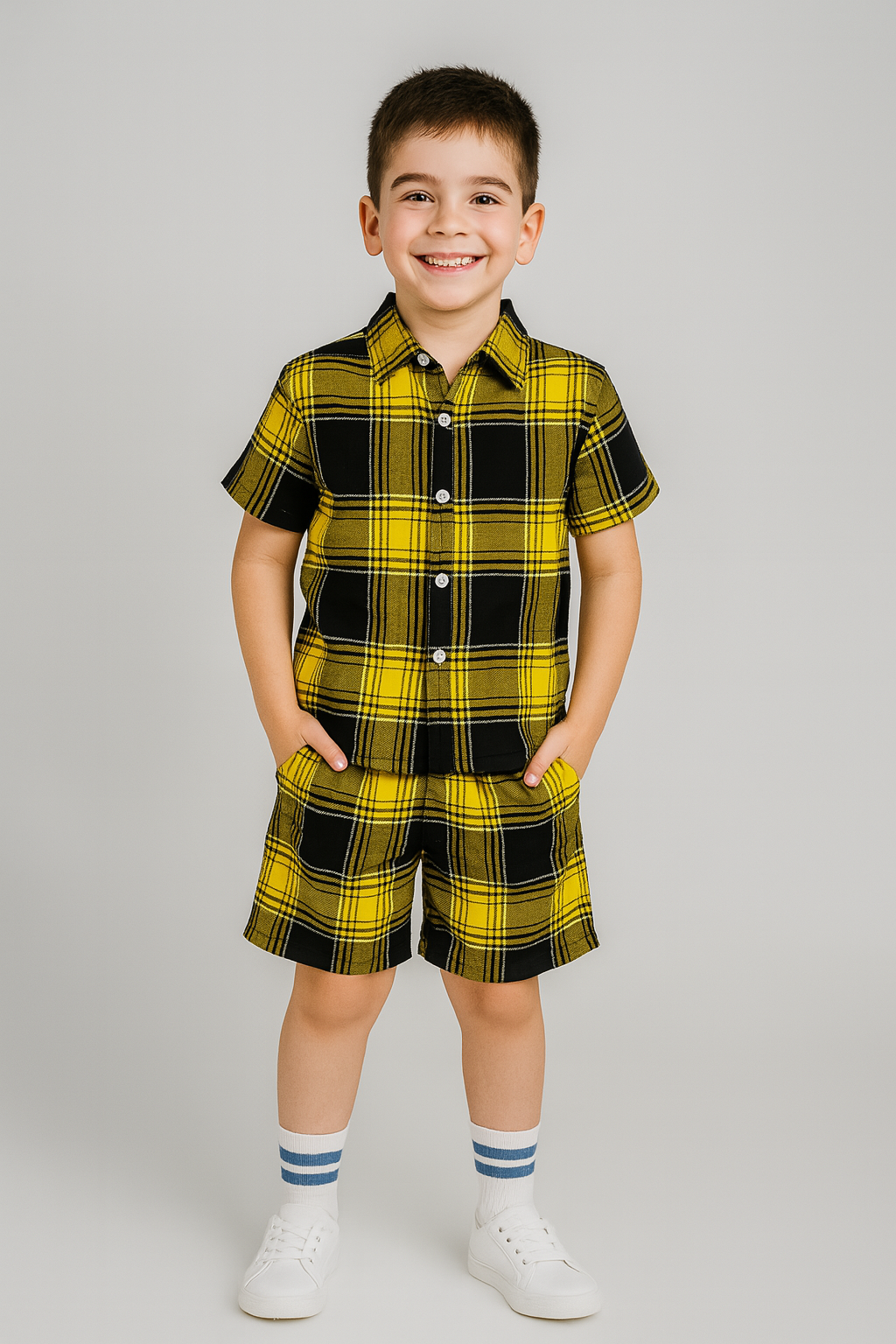 Bold Plaid Explorer: Boys’ Shirt & Short Set I MH_2_image