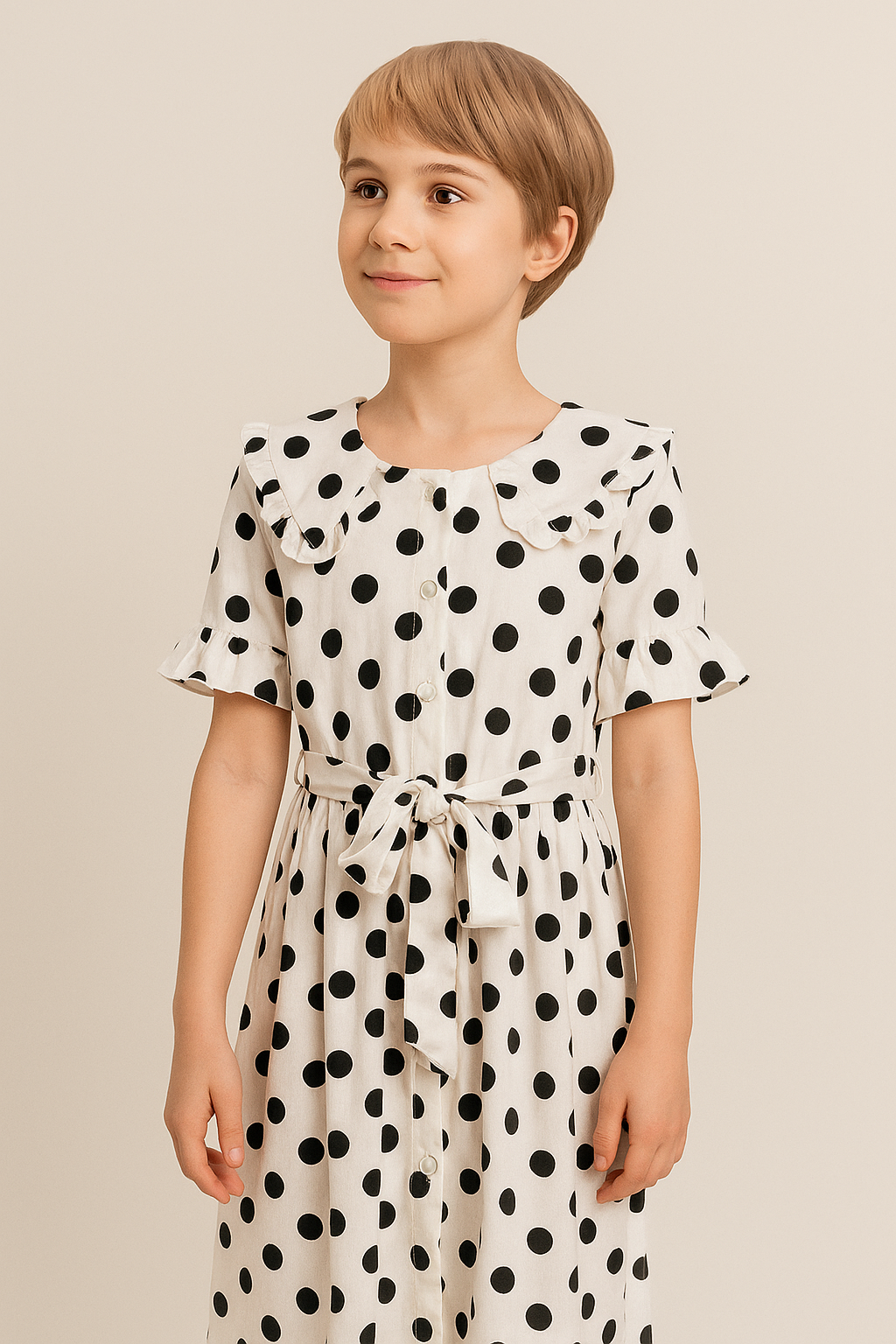 Ruffle Collar Polka Dot Dress I MH_0_image