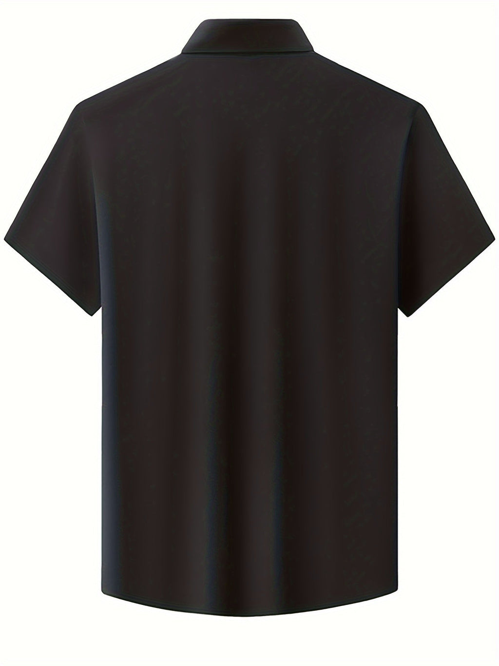 Men's Short Sleeve Lapel Collar T-Shirts In Solid Color,_9_image