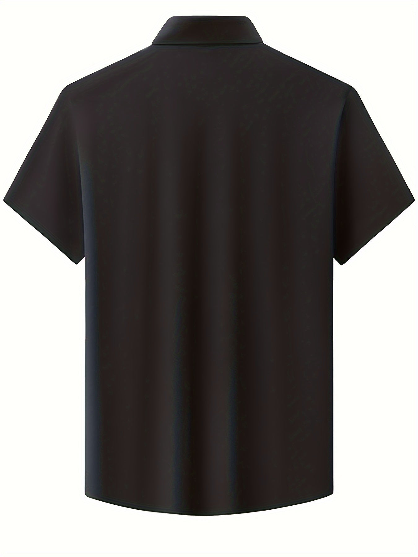 Men's Short Sleeve Lapel Collar T-Shirts In Solid Color,_9_image